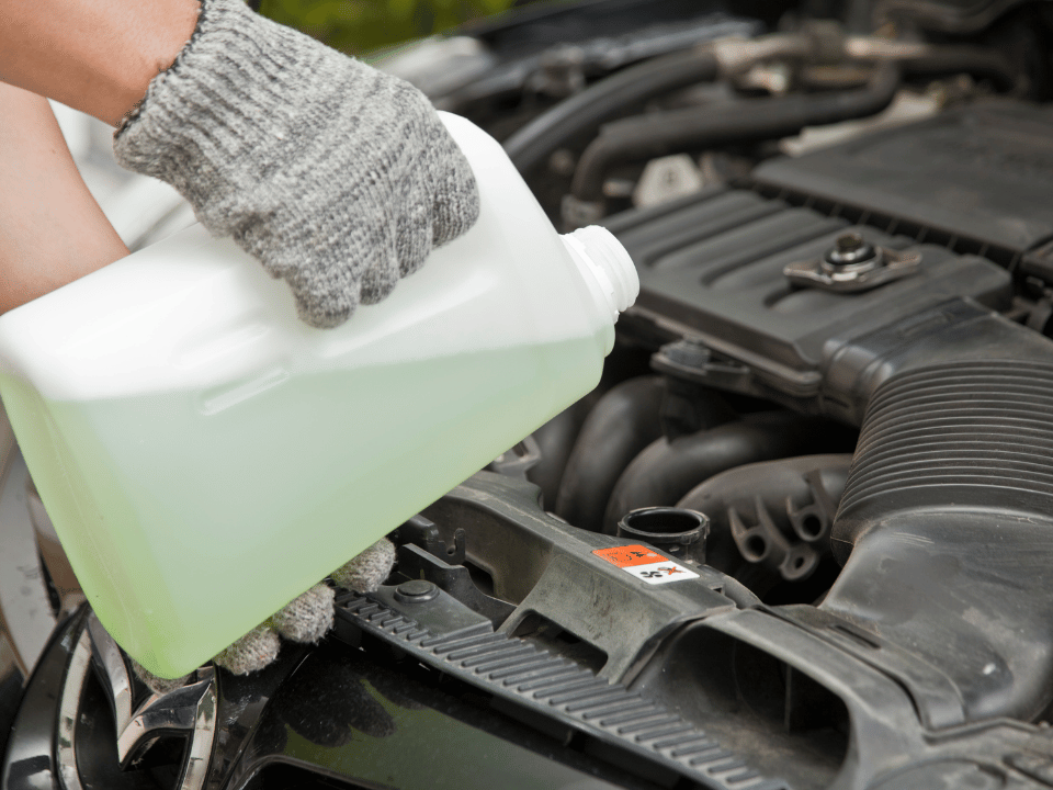 refilling coolant in engine