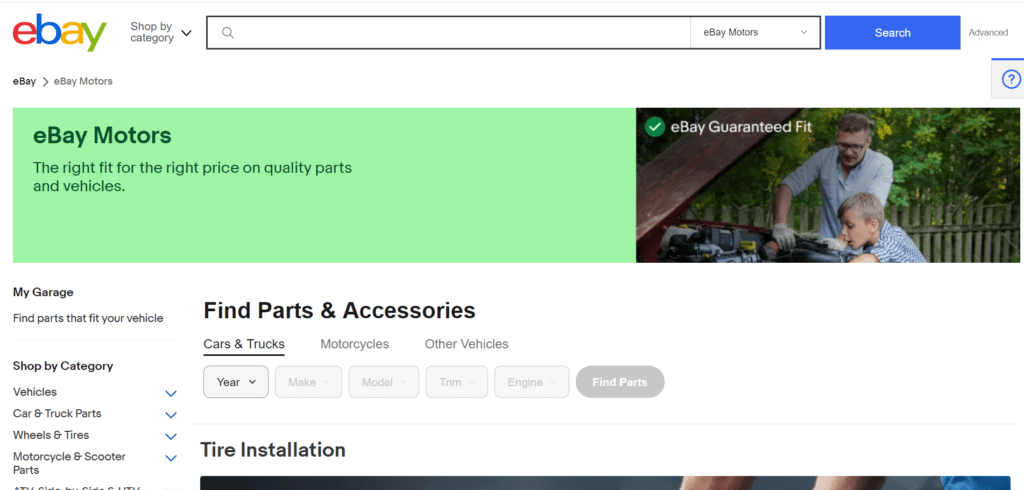 eBay Motors website
