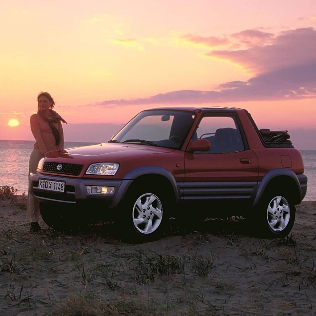 convertible rav4 with sunset