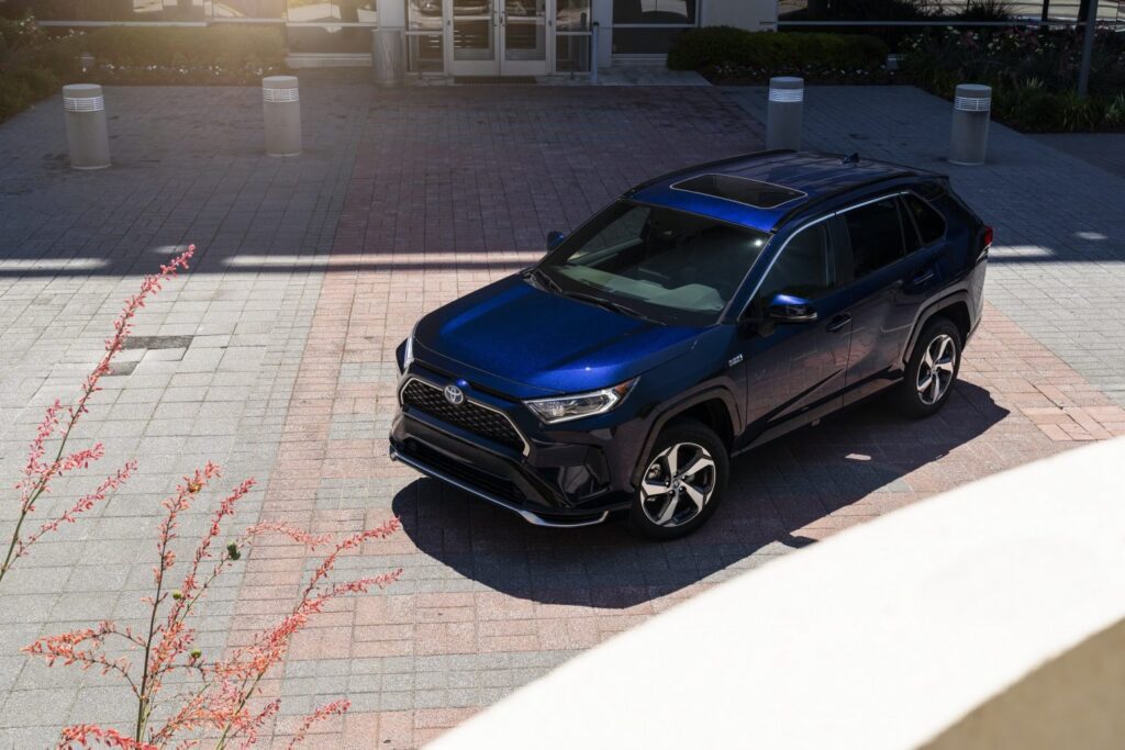 2024 Toyota RAV4 Prime in Blueprint, front and side angle.